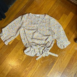 Sienna Sky Pink & Yellow Blouse Shirt Size XS